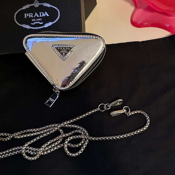 Prada Metallic Leather Mini Bag In Silver - Picture 6 of 12